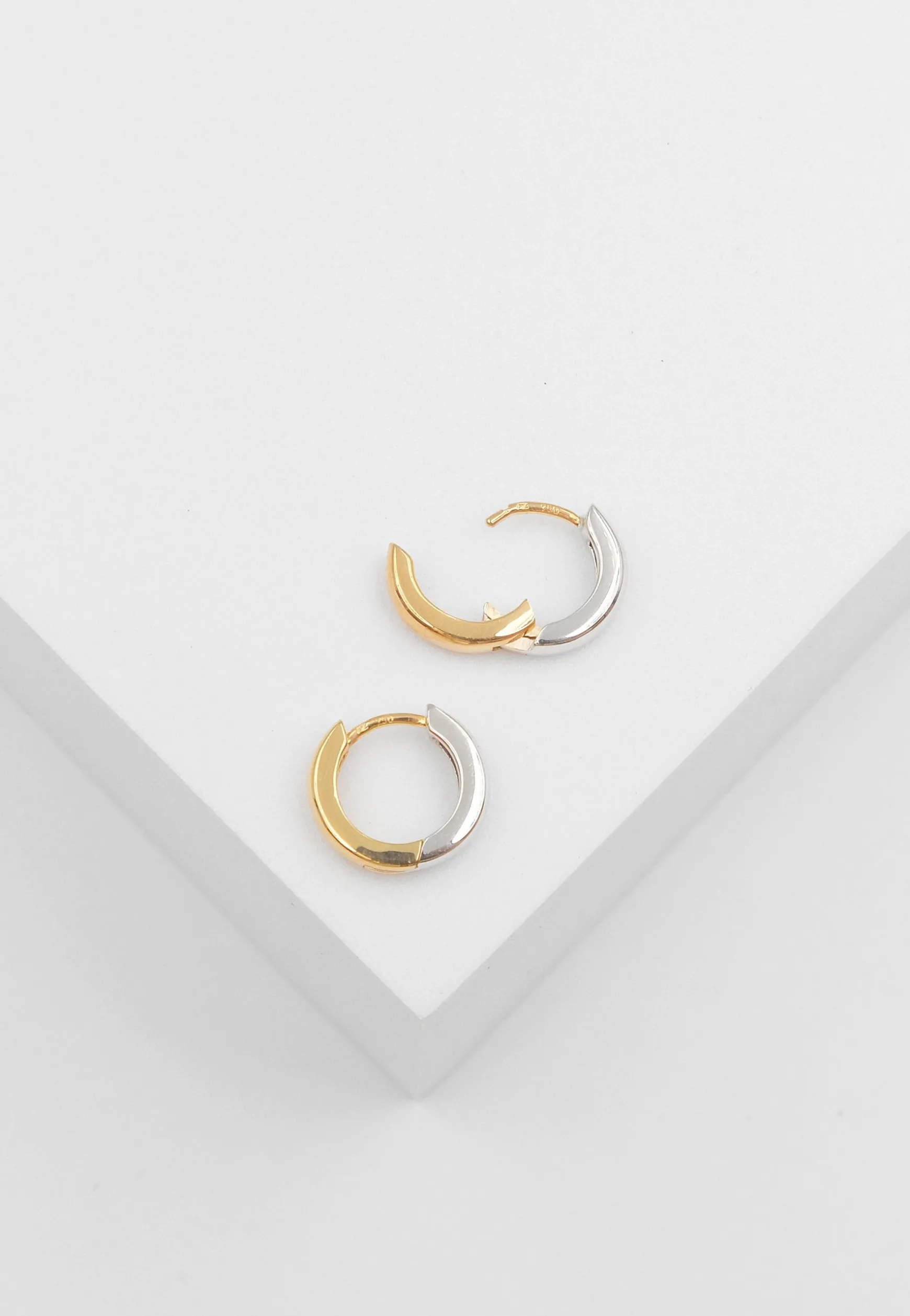 Creolen Bicolor Gelbgold-/Weissgold 750, 11mm