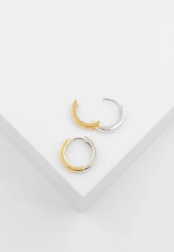 Creolen Bicolor Gelbgold-/Weissgold 750, 14mm