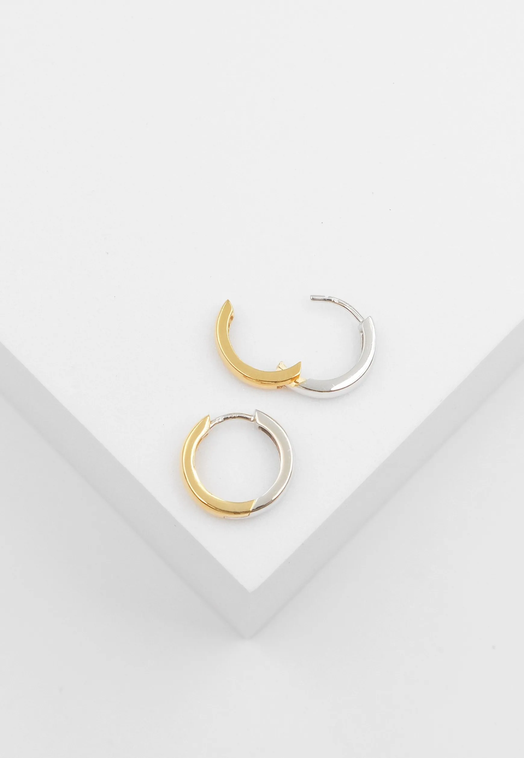 Creolen Bicolor Gelbgold-/Weissgold 750, 14mm