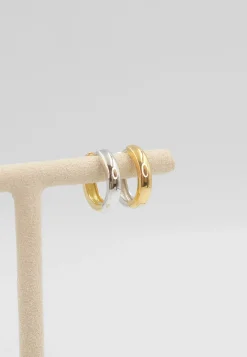 Creolen Bicolor Gelbgold-/Weissgold 750, 14mm