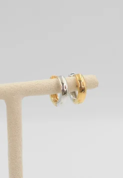 Creolen Bicolor Gelbgold-/Weissgold 750, 11mm