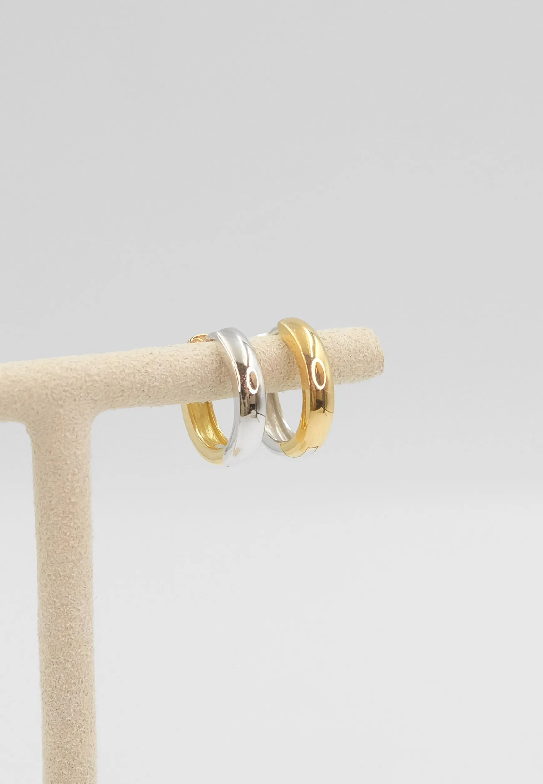 Creolen Bicolor Gelbgold-/Weissgold 750, 14mm