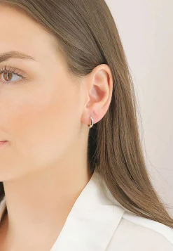 Creolen Bicolor Gelbgold-/Weissgold 750, 14mm