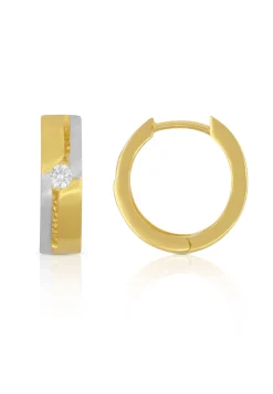 Creolen Bicolor Gelb-/Weissgold 750 Zirkonia 14mm