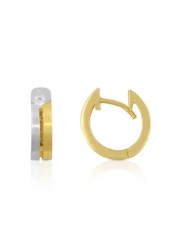 Creolen Bicolor Gelb-/Weissgold 750 Zirkonia 12mm