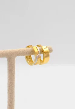 Creolen Bicolor Gelb-/Weissgold 750 Zirkonia 14mm