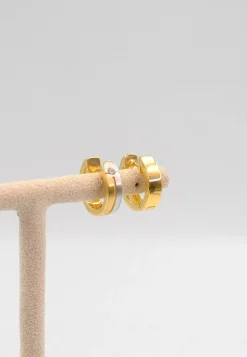 Creolen Bicolor Gelb-/Weissgold 750 Zirkonia 12mm