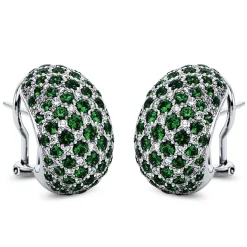 Creolen 750/18K Weissgold Diamant 1.03ct. Tsavorith 2.94ct.