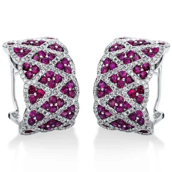 Creolen 750/18K Weissgold Diamant 1.25ct. Rubin 4.18ct.