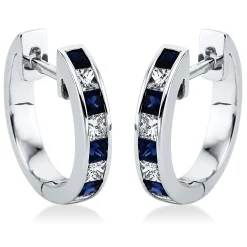 Creolen 750/18K Weissgold Diamant 0.4ct. Safir 0.51ct.