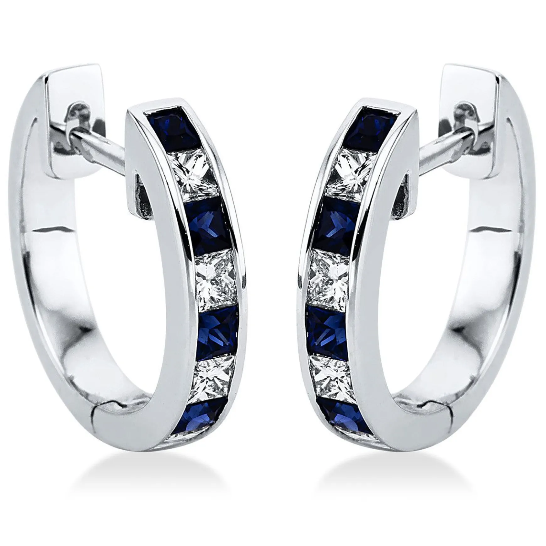 Creolen 750/18K Weissgold Diamant 0.4ct. Safir 0.51ct.