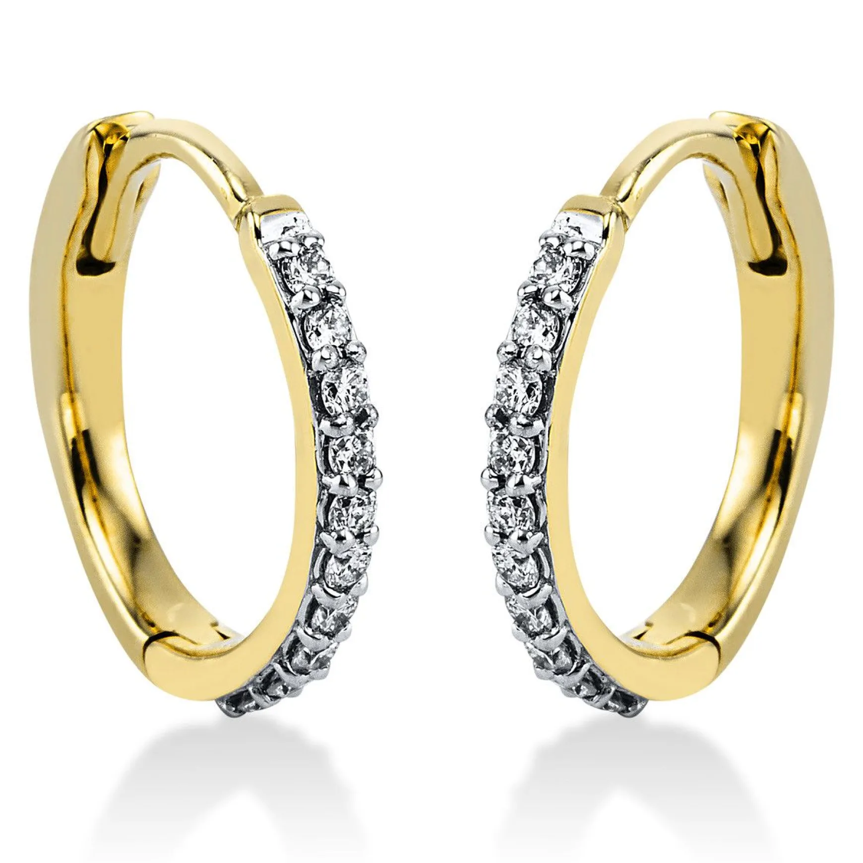 Creolen 585/14K Weissgold/Gelbgold Diamant 0.2ct.