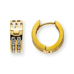 Creolen Scharnier Gelbgold 750 Zirkonia 11.5mm