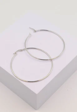 Creolen Weissgold 750 Runddraht 50mm