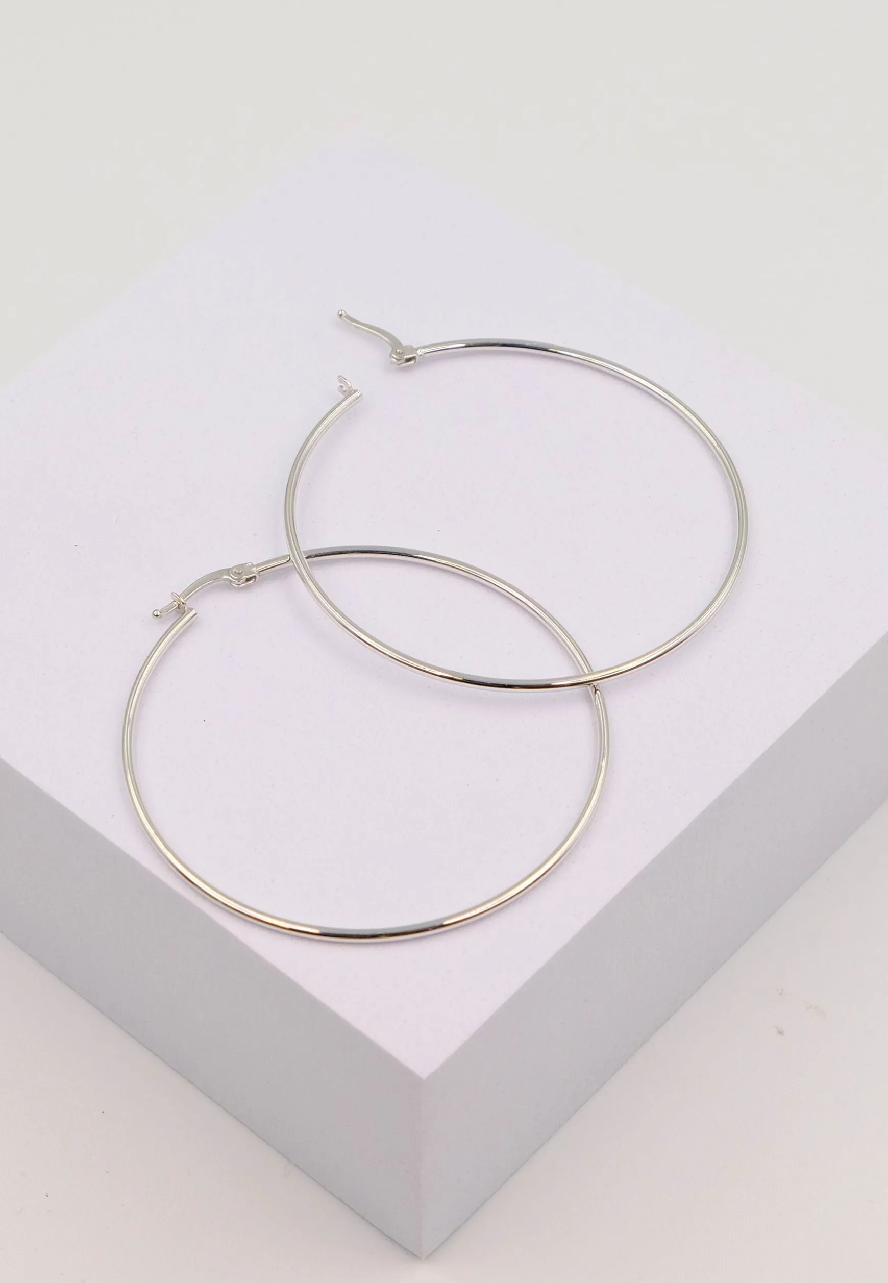 Creolen Weissgold 750 Runddraht 50mm