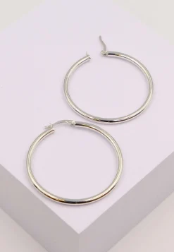 Creolen Weissgold 750 Runddraht 40mm