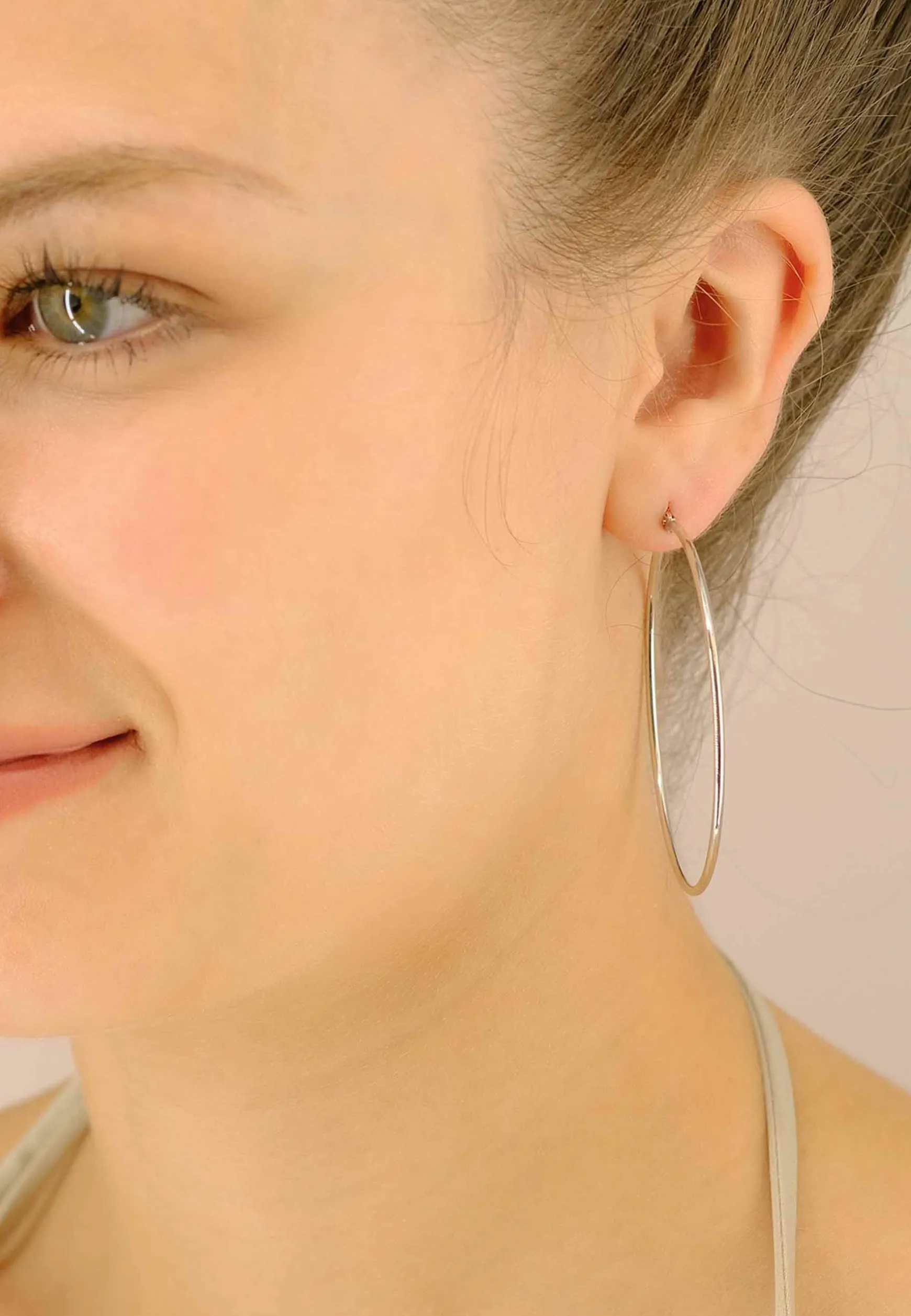 Creolen Weissgold 750 Runddraht 50mm