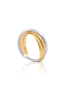 Damenring Tricolor Weiss-/Gelb-/Rotgold 750
