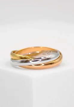 Damenring Tricolor Weiss-/Gelb-/Rotgold 750