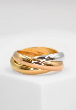 Damenring Tricolor Weiss-/Gelb-/Rotgold 750