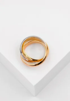 Damenring Tricolor Weiss-/Gelb-/Rotgold 750