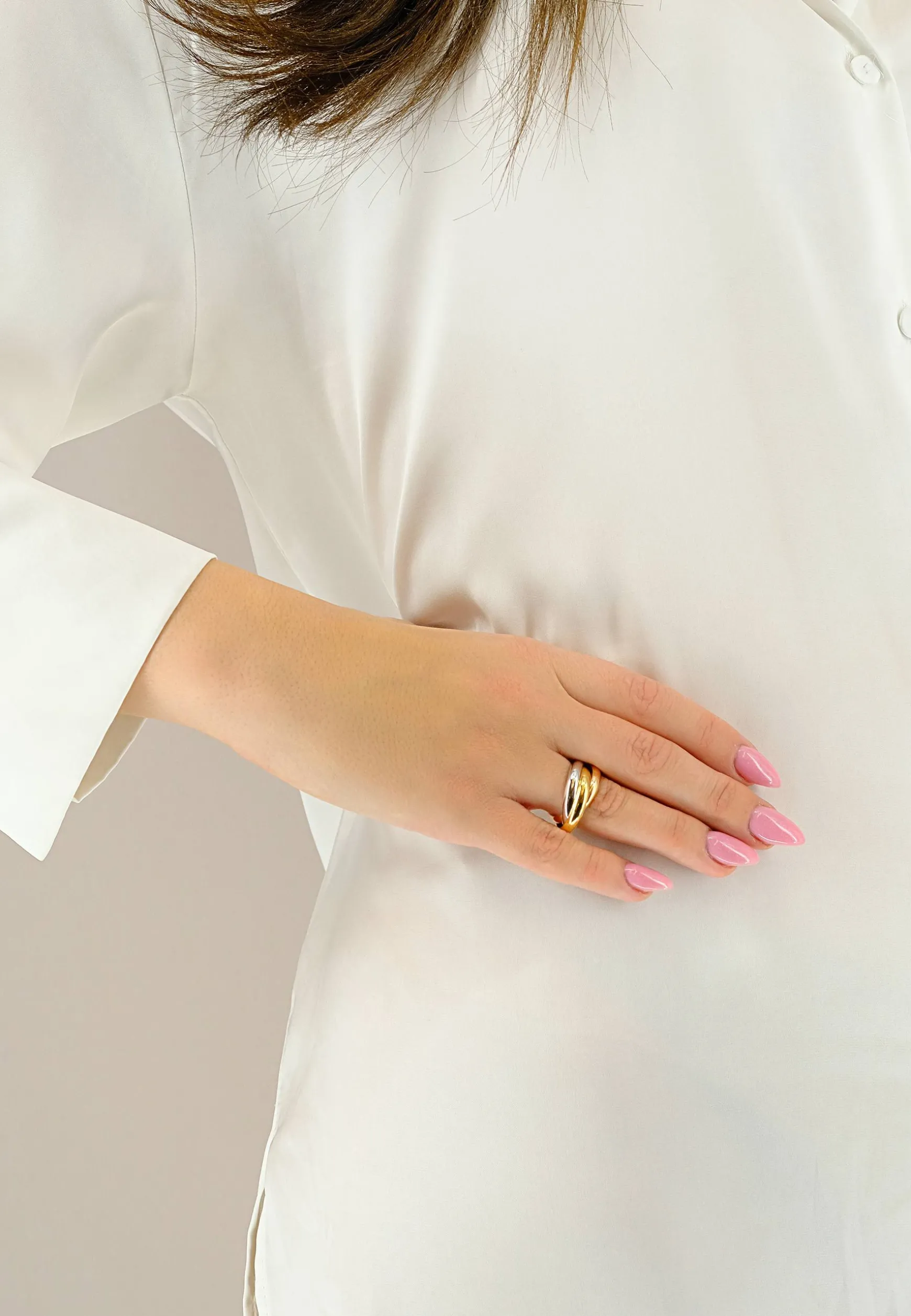 Damenring Tricolor Weiss-/Gelb-/Rotgold 750