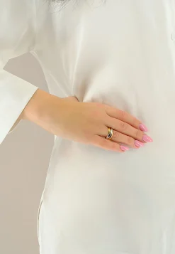 Damenring Tricolor Weiss-/Gelb-/Rotgold 750