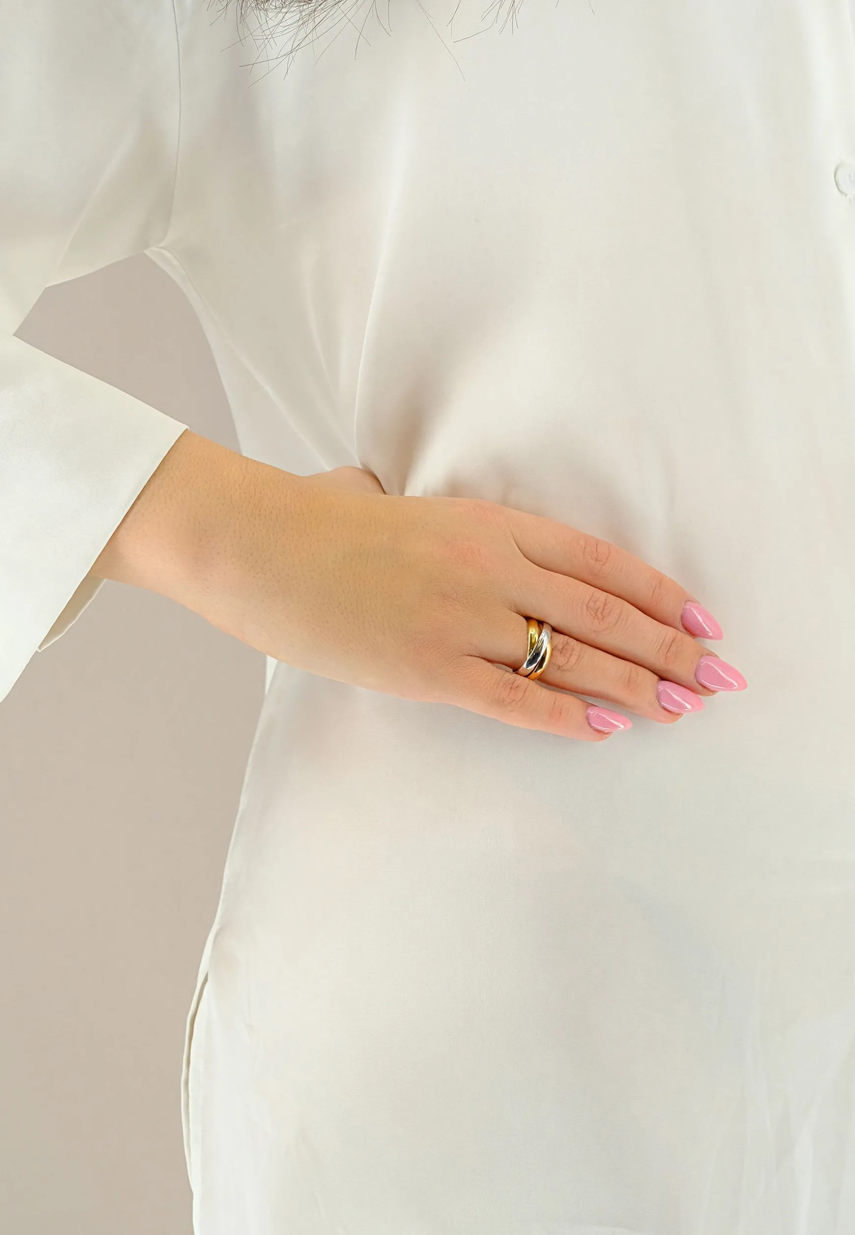 Damenring Tricolor Weiss-/Gelb-/Rotgold 750