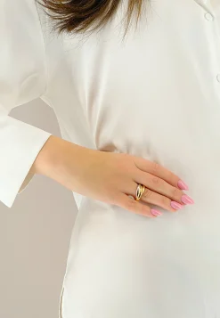 Damenring Tricolor Weiss-/Gelb-/Rotgold 750