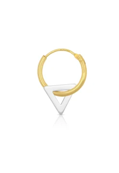 Einzel-Creole mit Dreieck Bicolor Gelb-/Weissgold 750, 13mm