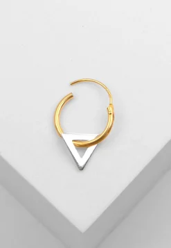 Einzel-Creole mit Dreieck Bicolor Gelb-/Weissgold 750, 13mm