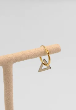 Einzel-Creole mit Dreieck Bicolor Gelb-/Weissgold 750, 13mm