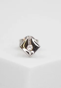 Einzel-Ohrstecker Weissgold 750 Zirkonia 7mm