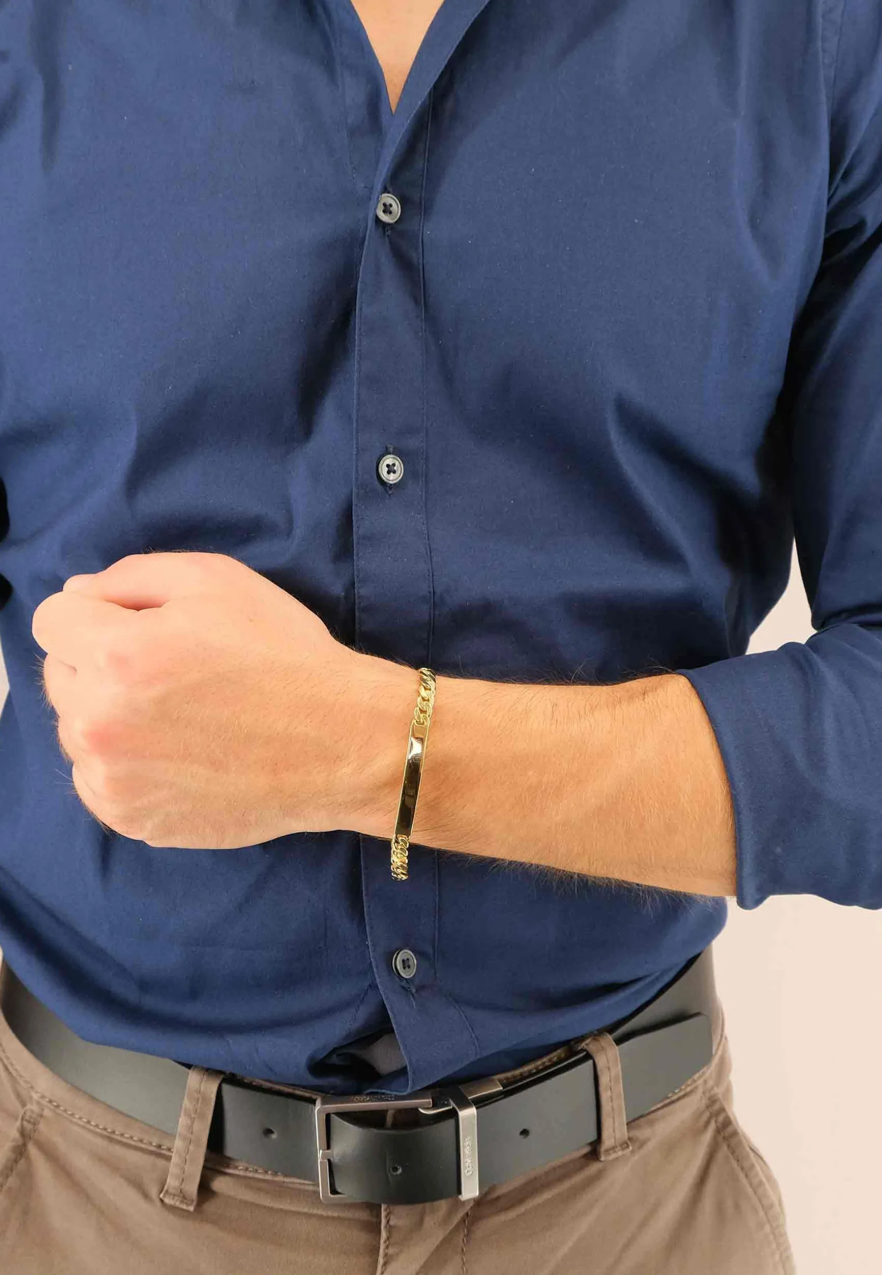 ID-Armband Panzer Gelbgold 750, 22cm, 6mm