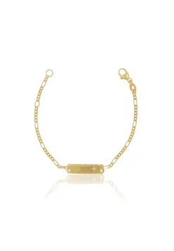 ID-Bracelet Figaro Gelbgold 750 Diamant 0.0075ct. 1.8mm, 14cm