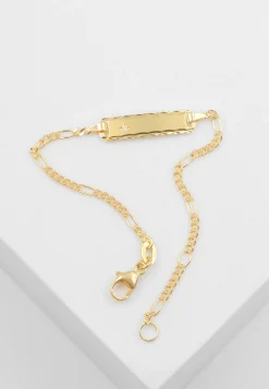 ID-Bracelet Figaro Gelbgold 750 Diamant 0.0075ct. 1.8mm, 14cm