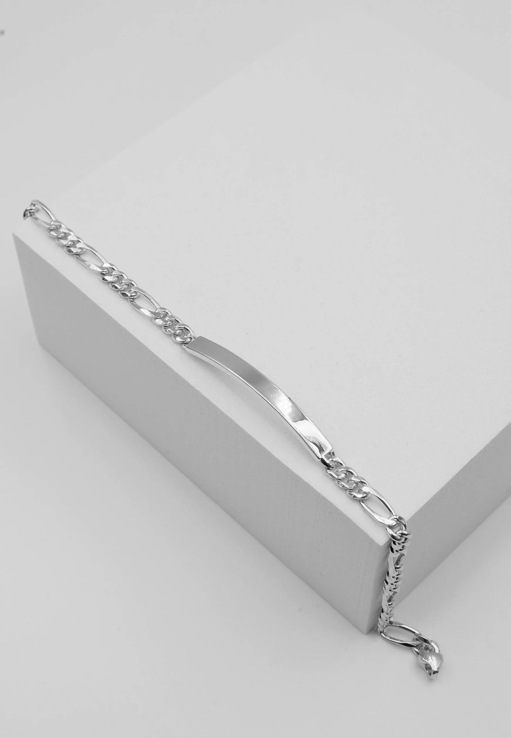 ID-Bracelet Figaro Weissgold 750, 19cm, 4mm