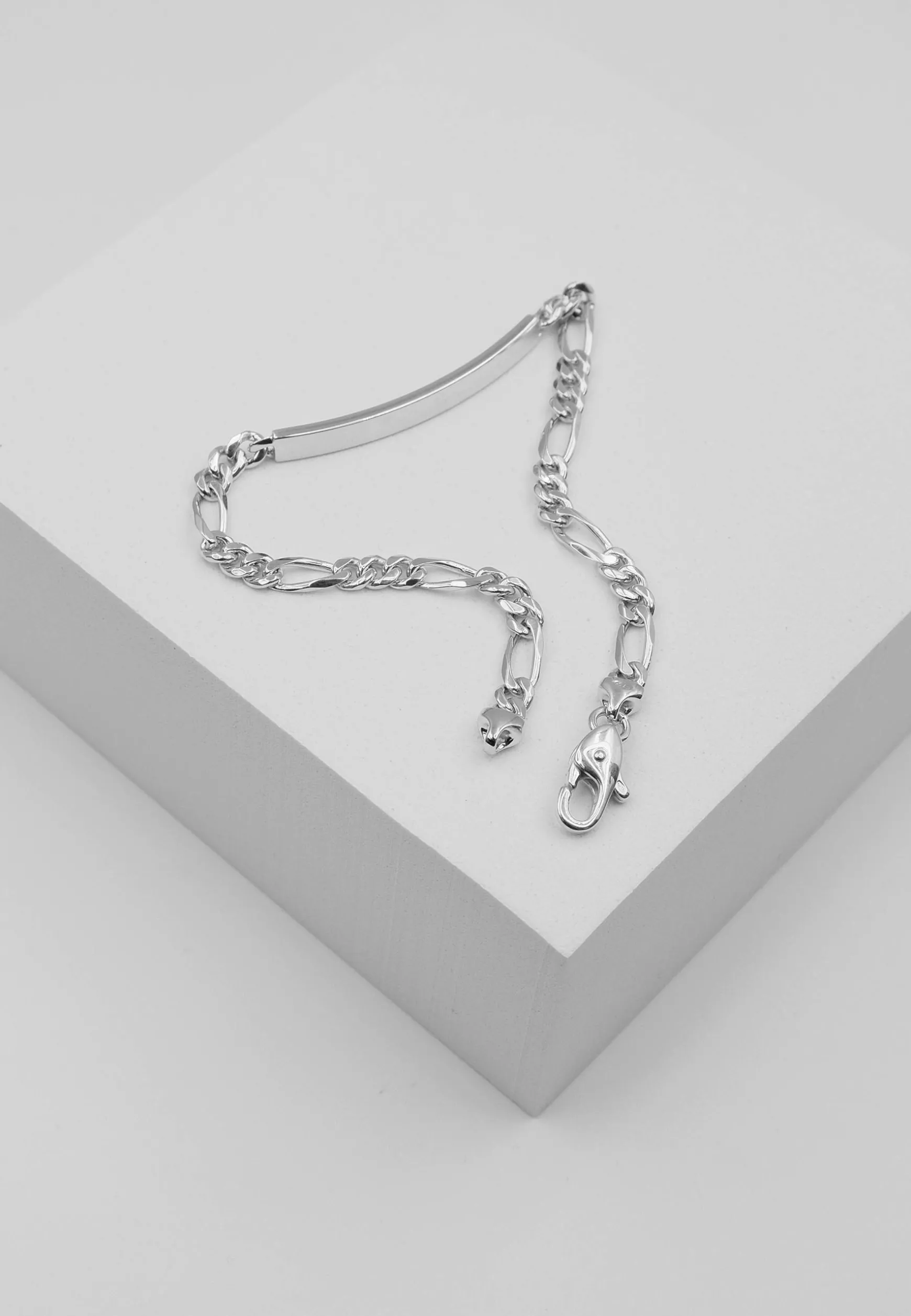 ID-Bracelet Figaro Weissgold 750, 19cm, 4mm