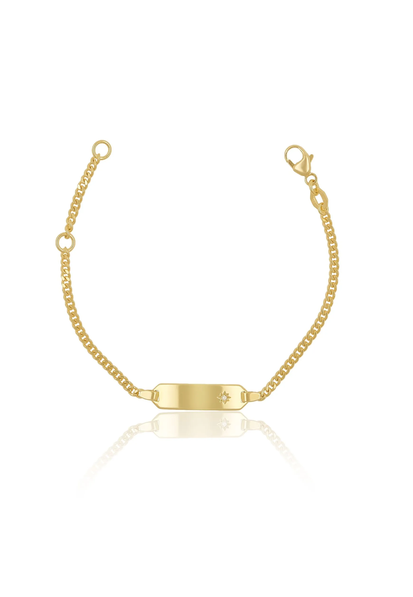 ID-Bracelet Panzer Gelbgold 750 Diamant 0.0075ct. 2.1mm, 14cm