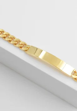 ID-Bracelet Panzer Gelbgold 750, 7mm, 21cm