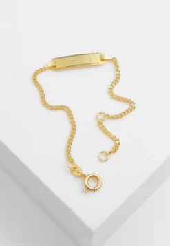 ID-Bracelet Panzer Gelbgold 585, Schild diamantiert 1.7mm, 14cm