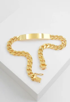 ID-Bracelet Panzer Gelbgold 750, 7mm, 21cm