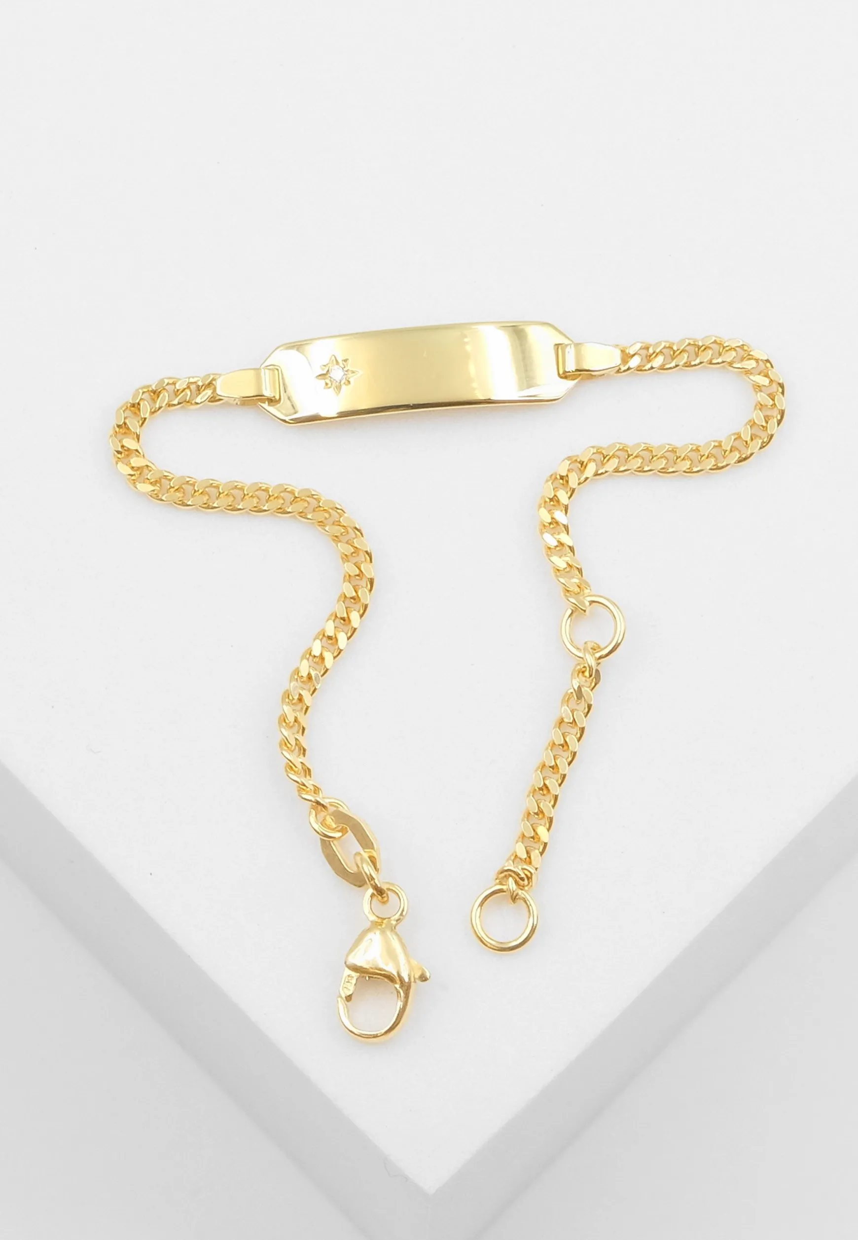 ID-Bracelet Panzer Gelbgold 750 Diamant 0.0075ct. 2.1mm, 14cm