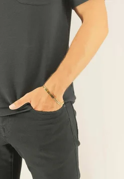 ID-Bracelet Panzer Gelbgold 750, 7mm, 21cm