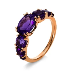 Mémoire-Ring 750/18K Rotgold Diamant 0.03ct. Amethyst 3.04ct.