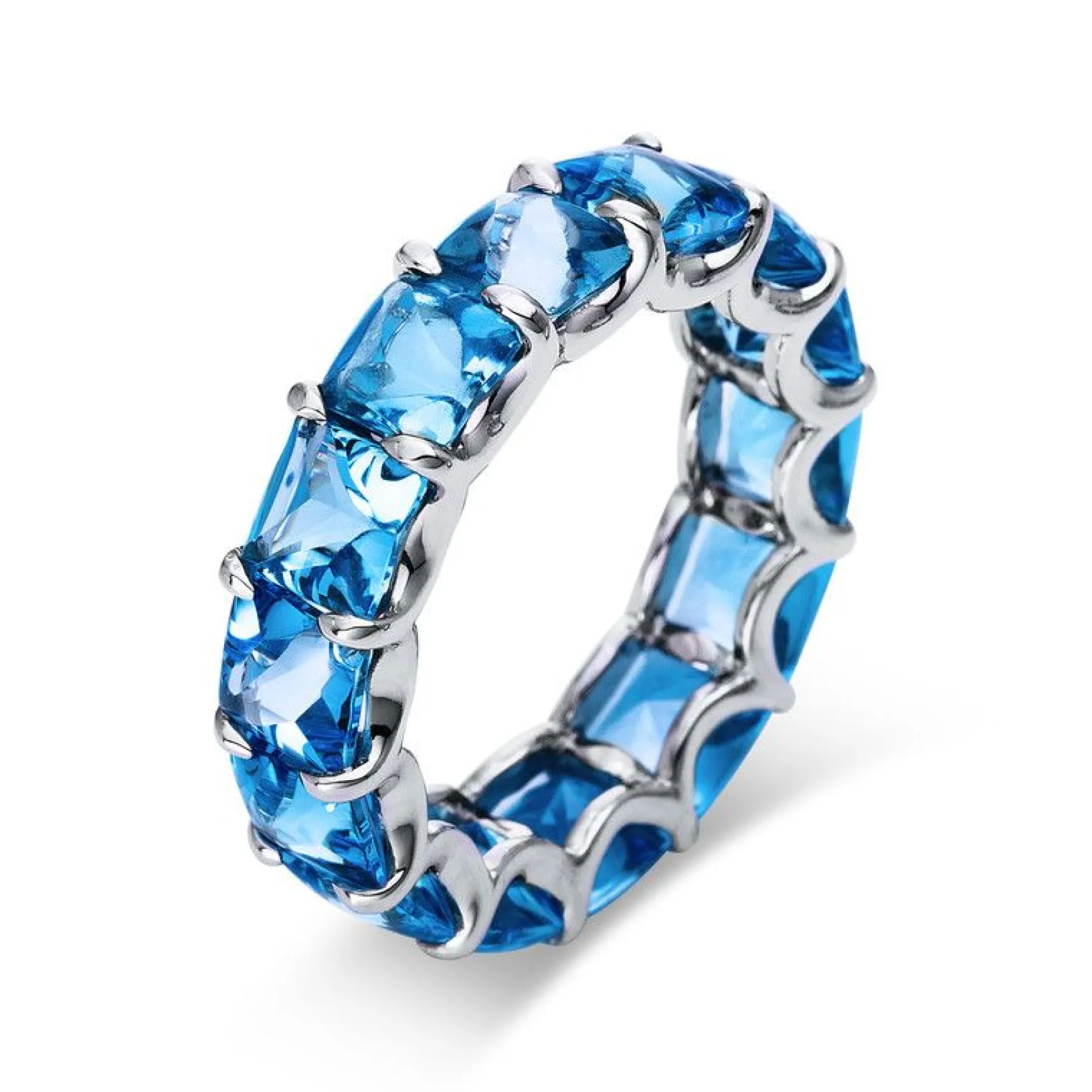 Mémoire-Ring 750/18K Weissgold Topas 11.58ct.