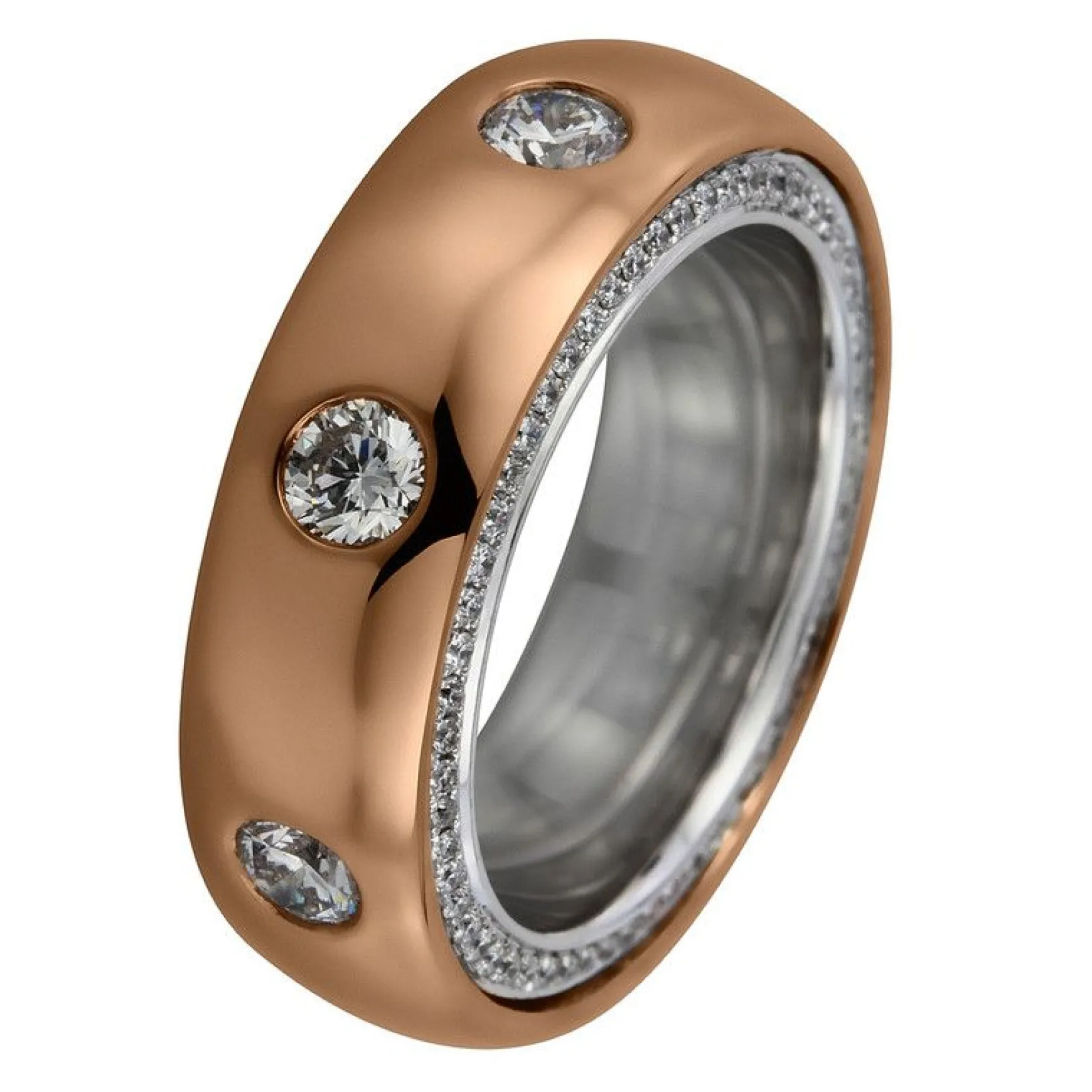 Mémoire-Ring 750/18K Weissgold/Rotgold Diamant 2.11ct.