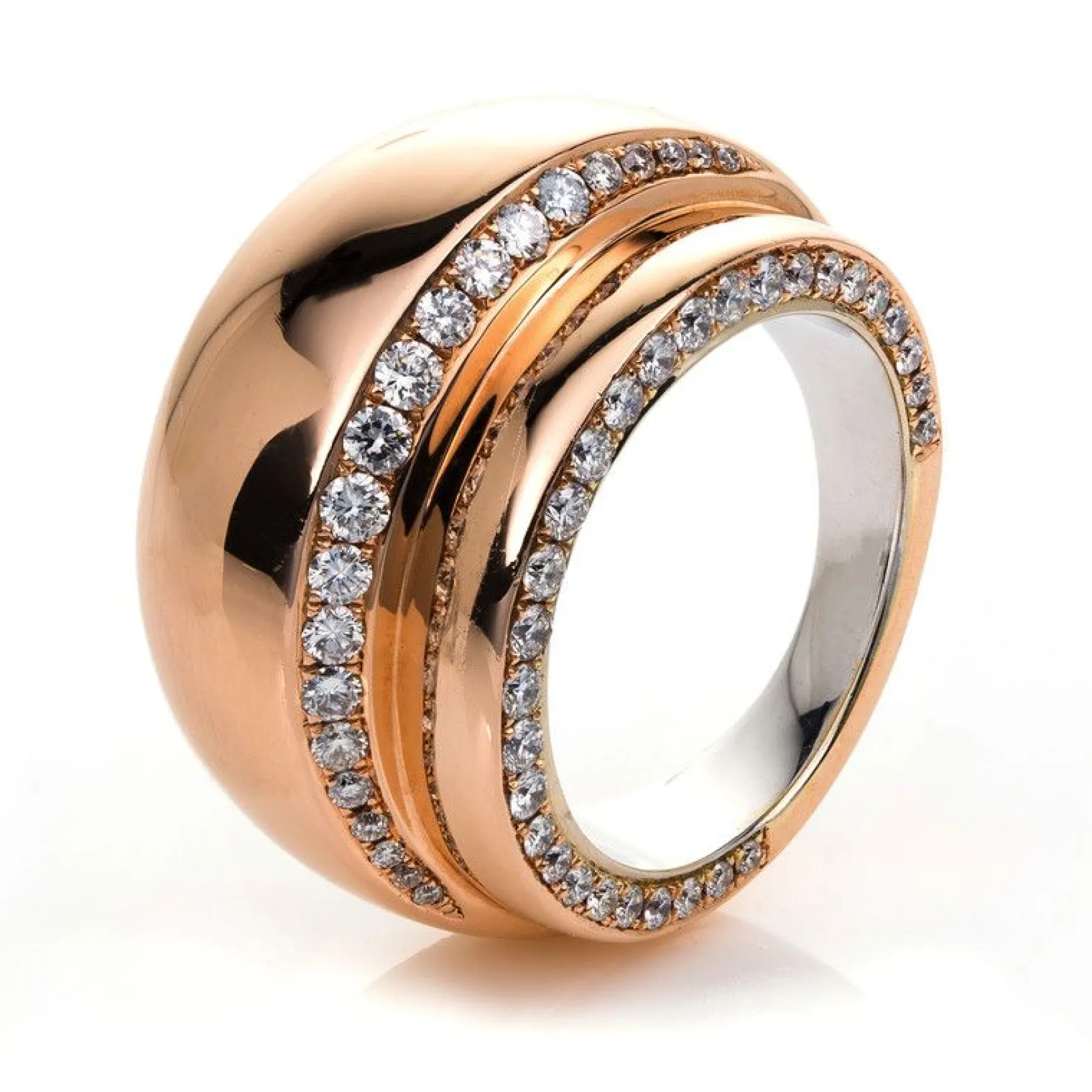 Mémoire-Ring 750/18K Weissgold/Rotgold Diamant 1.26ct.