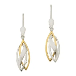 Ohrhänger Bicolor Gelb-/Weissgold 750 Diamant 0.02ct. 29x7mm