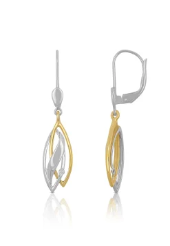 Ohrhänger Bicolor Gelb-/Weissgold 750 Diamant 0.02ct. 29x7mm